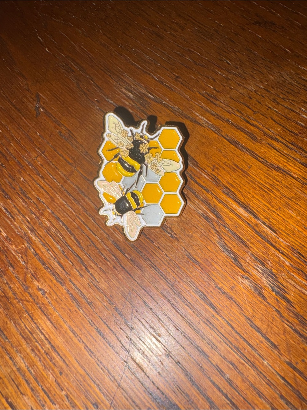 Bee and Honeycomb Enamel Pin – Yellow and Black